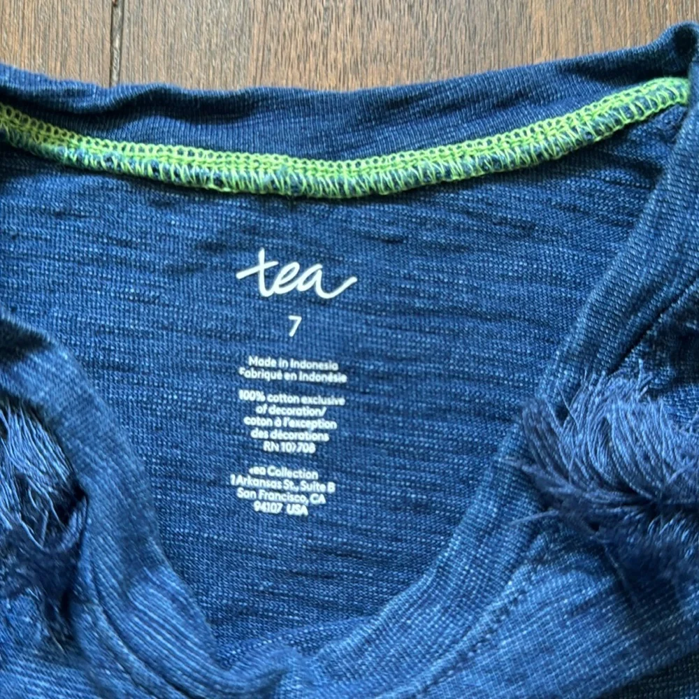 Size 7 Tea Collection cotton tee with decorative tassels